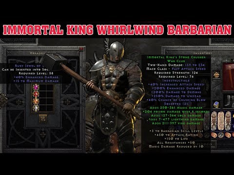 🌀 Immortal King Whirlwind Barbarian DESTROYS Hell | Diablo 2 Resurrected