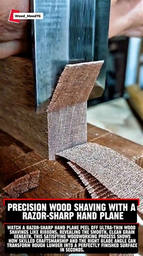 Precision Wood Shaving with a Razor-Sharp Hand Plane #Woodworking #HandPlane #Carpentry #Satisfying