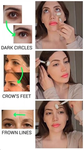 3-Min Face Roller Routine for Brighter, Lifted Eyes 😍 Reduce Puffiness & Fine Lines 👍✨️ #faceyoga