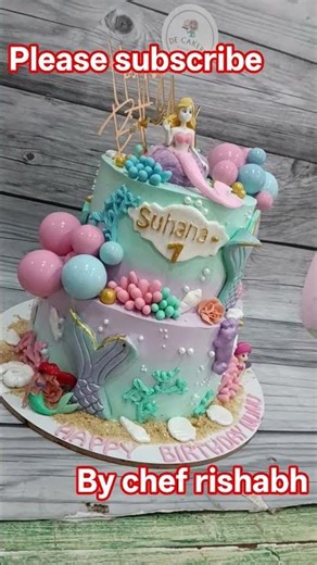 make in a birthday mermaid cake design #cakelovers #mermaidcake #cake