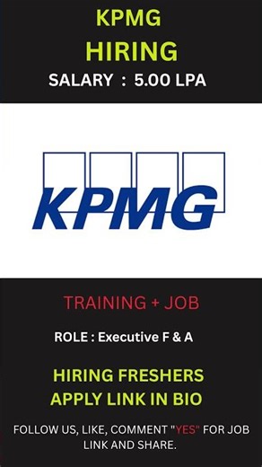 🚨 KPMG JOBS 2026 Hiring Freshers for Executive F & A. #jobsearch