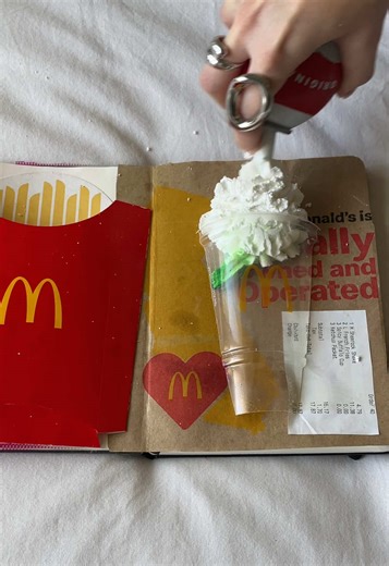 asmr junk journal with me! happy st. patty’s day! had to get a shamrock shake to celebrate #junkjournal #junkjournaling #asmr #scrapbook #mcdonalds