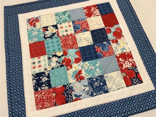 Floral Patchwork Table Runner: Reversible Red White Blue Quilt (17.5" X 17.5") - Etsy