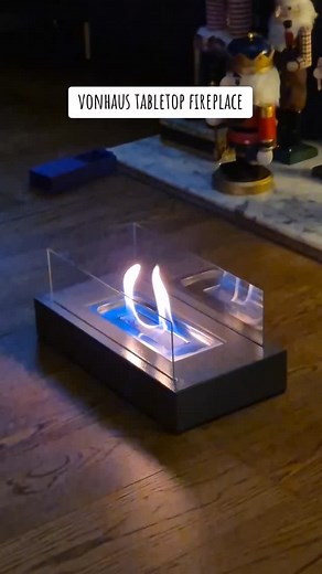 Tell me why watching this is so mesmerising?! This incredible @vonhaus.uk tabletop fireplace runs on bioethanol- so no fumes, no smell. You just need one door open for ventilation, and we've found it's the perfect way to stay cosy once the heating clicks off for the day! Best thing about it, it can be used outside too. So it's keeping us warm over winter, but we can use it as a fire pit in the summer. One way to keep your bills down. #bioethanol #firepit #fire | Me & 3 UK