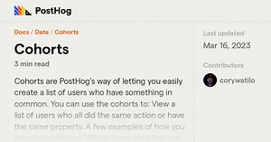 Cohorts - Docs - PostHog