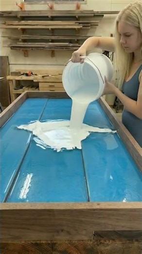 I turned wood and resin into a $10,000 beach table #diy #satisfying #woodworking
