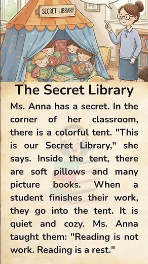 Let's Read: Inspiring Teacher Stories| The Secret Library | Easy English for Beginners (A1-A2) 🍎📚
