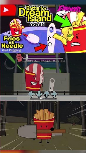 Friday Night Funkin' GET DIGGING FRIES VS NEEDLE | THE AETHOS MOD | BFDI #shorts #bfdi