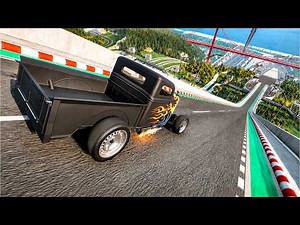 Which Randomly Generated Car Config Can Fly The Furthest On Car Jump Arena? PART 20 - BeamNG Drive