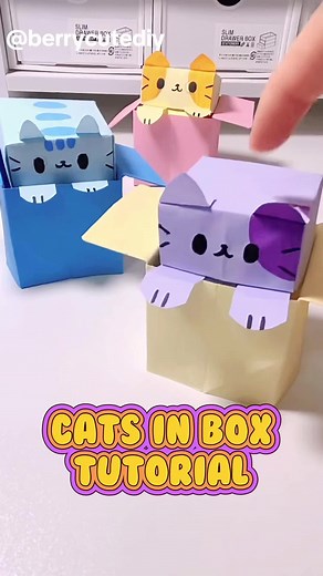 Paper DIY cat in box tutorial! Make one for your friend ✨ #DIY #crafts #diycrafts #papercraft #creatorsearchinsights #giftideas