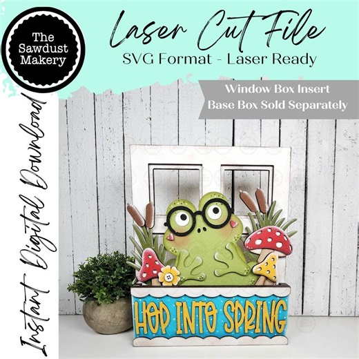 Add-on for Interchangeable Window Box | Frog Hop Into Spring Window Box Insert SVG | Laser Cut File | Window Box Shelf Sitter - Etsy Canada