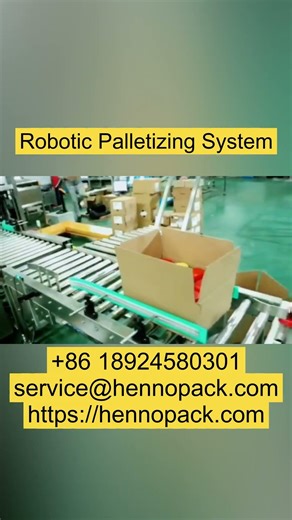 Fully automatic case packer. Robotic palletizing system.#packing #machine #case #factory ￼