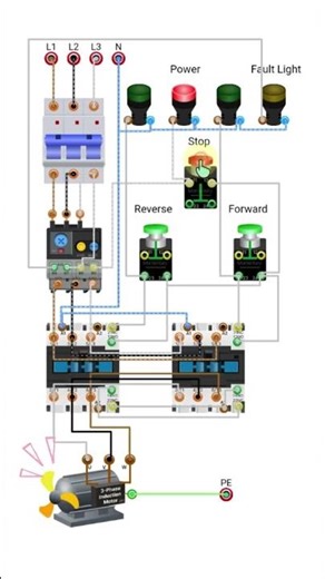 Forward Reverse Motor Control with Interlock | Interlocked Forward Reverse Motor Control Circuit