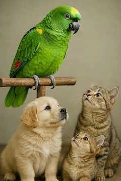 Cuddle Buddies: Cat, Dog, and Bird 🐱🐶🐦