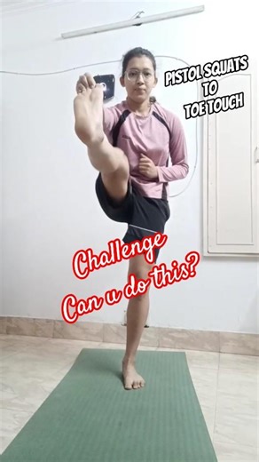 PISTOL SQUATS TO TOE TOUCH CHALLENGE 🧍🏻‍♀️#dynamicfitness