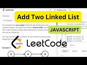 [LEET CODE 2] "Add Two Numbers Represented by Linked Lists in Reverse Order" JavaScript in HINDI