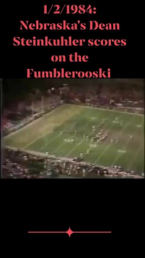 January 2, 1984: Nebraska offensive lineman Dean Steinkuhler scores on a 19 yard touchdown run known as the Fumblerooski. Trailing Miami 17-0 early in the 1984 Orange Bowl, Nebraska coach Tom Osborne went into his bag of tricks to get back into the game. Despite the trickery, the Huskers would fall short 31-30. #orangebowl #GBR #FumbleRooski | Ghosts of the Orange Bowl