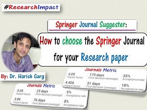 Springer Journal Suggestor| How to choose the Journal for your Research Paper