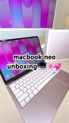 unboxing the new *blush* macbook neo!! 💻🌸💞 #macbookneo #macbookneoblush #macbookunboxing