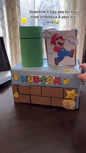 Mario Themed Valentine’s Day Box Craft for Preschoolers