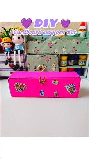 DIY cardboard easy pen box useful craft idea 😀