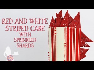 Red and White Striped Cake With Sprinkled Shards