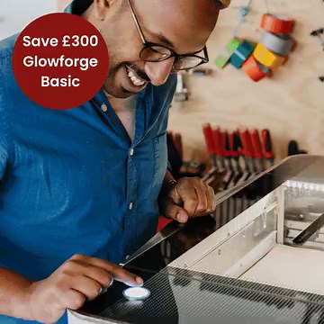 Enjoy £300 off the Glowforge Basic Laser Printer! 🤩 This incredible machine cuts and engraves beautiful designs on a huge range of materials. It even comes with £100 worth of materials included so you can get started straightaway. 🌟 Shop in store and online now: https://bit.ly/460PYo3 #Hobbycraft #Glowforge | Hobbycraft