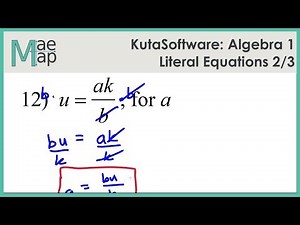 KutaSoftware: Algebra 1 - Literal Equations Part 2