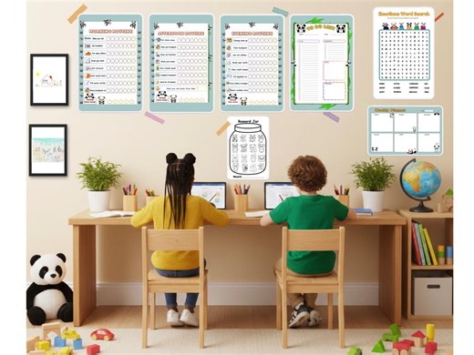 ADHD Friendly Kids Planner Bundle – Panda Theme, 7 in 1 Daily & Weekly Routines With Reward Jar (printable A4 A5 US) - Etsy