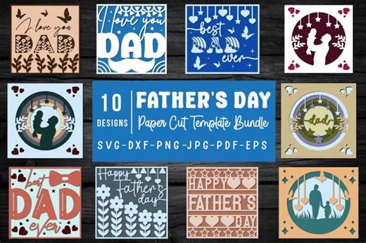 Fathers Day Card SVG Bundle: Dad Pop up Greetings, Layered Papercut Shadow Box Designs - Etsy