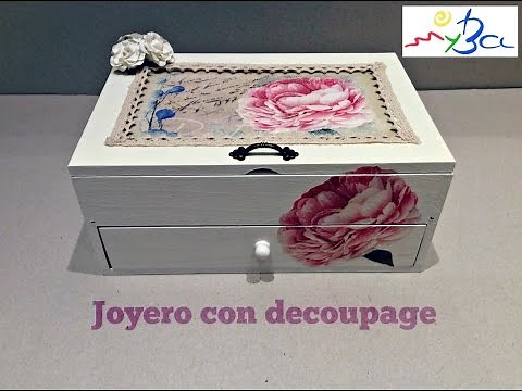 Cómo decorar cajas de madera DIY. Joyero tocador. Decoupage en madera paso a paso.