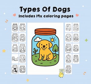 Types de chiens à colorier | Livre de coloriage chien mignon pour enfants, adolescents et adultes | Imprimable - Etsy France