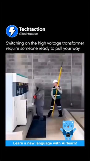 Interesting Tech Videos!🎬 on Instagram: "What looks routine here is far from ordinary. A technician carefully brings a high-voltage transformer online, while another stands by with an insulated pole prepared to pull him free if the current seizes his body. At this level, electricity isn’t just a shock; it becomes a grip that refuses to let go. Every action is measured, every move deliberate, because the margin for error is razor thin. Protective suits, insulated gloves, and strict safety protoc