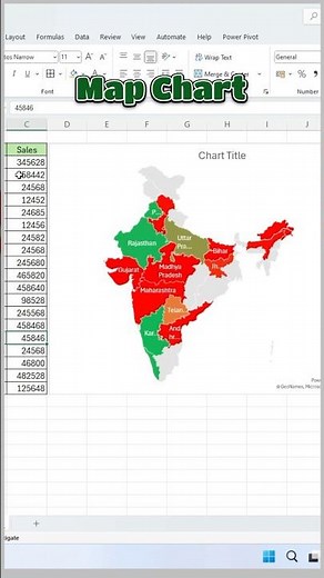 How to Create a Map Chart in Excel | Step-by-Step Tutorial for Beginners #excelshorts #ytshorts
