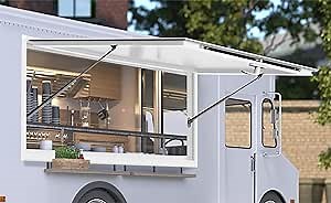 NOOTA Concession Window for Food Trucks 60×36 Inch, Concession Stand Serving Window ,Aluminum Alloy window for shed ,Service Window with Awning Door & Drag Hook, Up to 85 Degrees,Glass Not Included