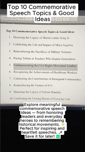 Top 10 Commemorative Speech Topics & Good Ideas