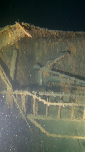 Spare anchor stowed on the bow of the Kamloops. | Great Lakes Shipwreck Enthusiasts