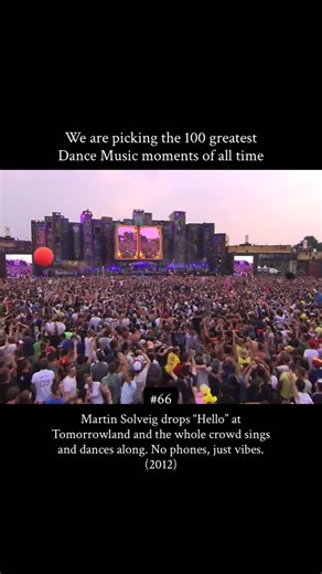 EDM US on Instagram: "Martin Solveig drops Hello at Tomorrowland 2012 and the whole crowd sings and dances along. No phones just vibes. At Tomorrowland 2012 Martin Solveig dropped Hello and the crowd loved it. When that familiar riff played, thousands of people started singing. It wasn’t just about dancing, you could feel everyone being together in the same rhythm, living the moment. That day Hello transformed from a hit song into a collective memory for everyone there. Watching strangers become