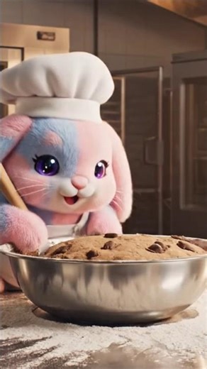 Kawaii Bunny in Realistic Cookie Kitchen 🍪🐰💕 #cutebunny #cutebakingmoment #kawaiistyle