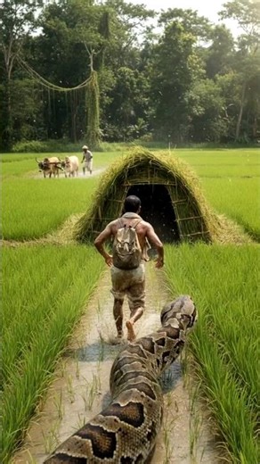 Huge Python Outside the Hut! Trapped Inside in Fear 😱