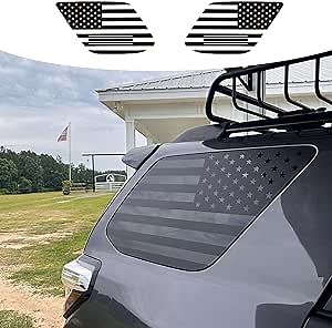Car Rear Window Sticker,American Flag Decal for Toyota 4Runner 5th Gen 2010-2022 2023,USA Flag Back Side Window Glass Decal, Waterproof Vinyl Sticker(4Runner Matte Black,2PC)