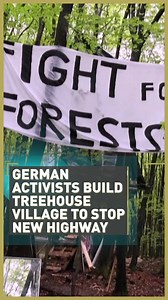 230K views · 745 reactions |  Climate activists have created a treehouse village in central Germany to stop a new highway being built  The group is occupying trees in a forest north of Frankfurt earmarked for felling  Read more: https://newseu.cgtn.com/news/2020-10-21/German-climate-activists-create-treehouse-village-to-stop-new-highway-UM7pnmWMta/index.html | CGTNEurope | Facebook