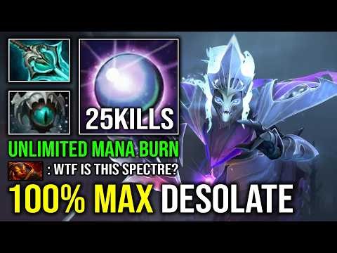 How to Solo Mid Spectre with 100% Max Desolate Unlimited Mana Burn Brutal Right Click Dota 2