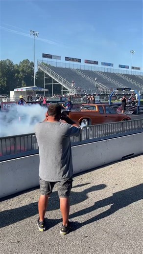 Pro stock #chevy s10 #truck does #burnout before making his last pass to complete drag week #racing