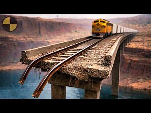 Trains Crossing a Damaged Bridge | BeamNG Drive