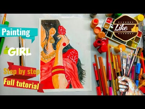 Beautiful Girl Painting | Step by Step Tutorial for Beginners | Easy Art