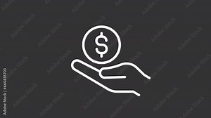 2D white simple thin line animation of perks, HD video with transparent background, seamless loop 4K video representing employee perks and bonuses.