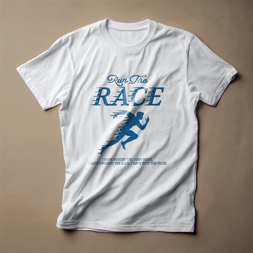 Run the Race T-shirt, Christian Running Silhouette, Motivational Tee - Etsy