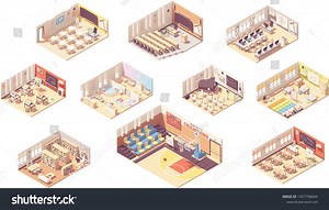 Vector Isometric School College Building Cross-section Stock Vector (Royalty Free) 1457796644 | Shutterstock
