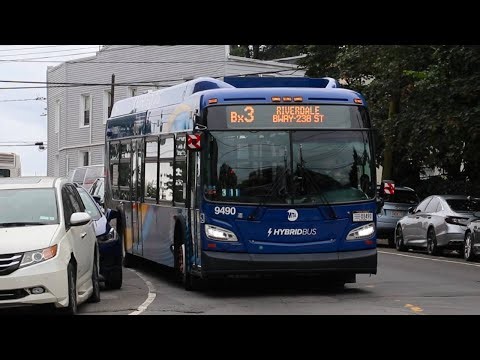 NYCT Bus: 2022 New Flyer XDE40 #9490 on the Bx3 at Fort Independence Street and Heath Avenue